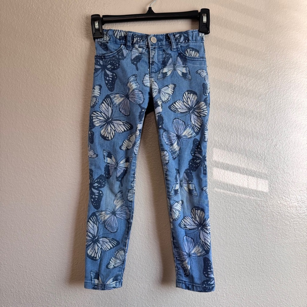Place Girls' Blue Butterfly Skinny Jeans